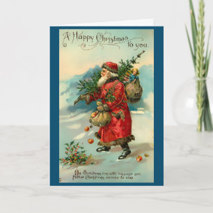 Tarjeta de Navidad vintage victoriana de Santa Cla