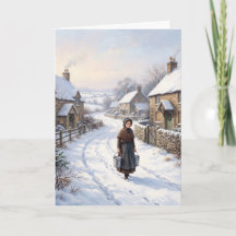 Tarjeta de Navidad vintage victoriana de Village d