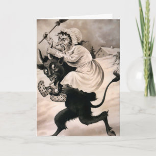 Tarjeta de Navidad Vintage Victoriana Krampus