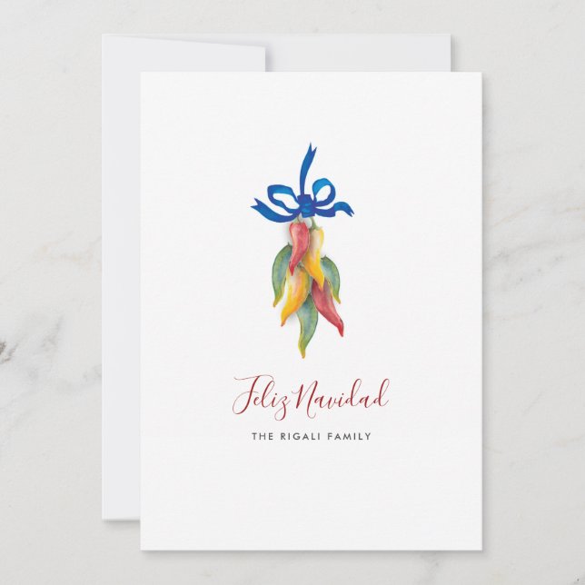Tarjeta de Navidad Watercolor Feliz Navidad (Anverso)