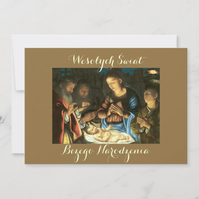 Tarjeta de Navidad Wesołych świąt en polaco (Anverso)
