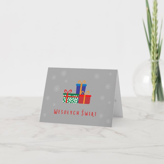 Tarjeta de Navidad Wesołych Świąt Navidad polaca (Anverso)