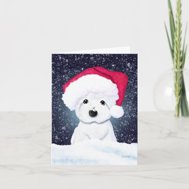 Tarjeta de Navidad Westie Noche de Navidad (Anverso)