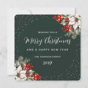 Tarjeta de Navidad y Año Nuevo Botánica con Acuare