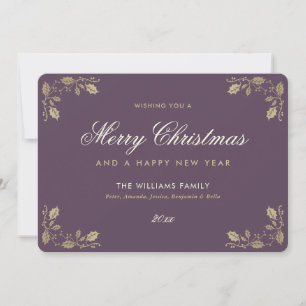 Tarjeta de Navidad y Año Nuevo elegante violeta do