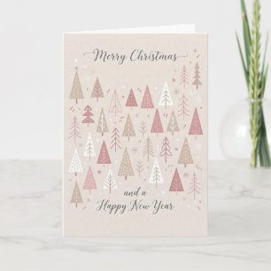 Tarjeta de Navidad y Año Nuevo Rosa Sonrojado con 