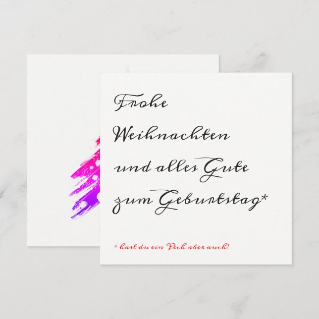 Tarjeta de Navidad y cumpleaños juntos (Anverso / Reverso)