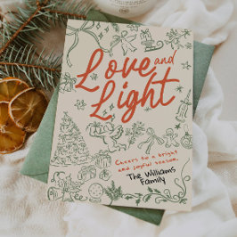 Tarjeta de Navidad y días festivos de Amor y Luz