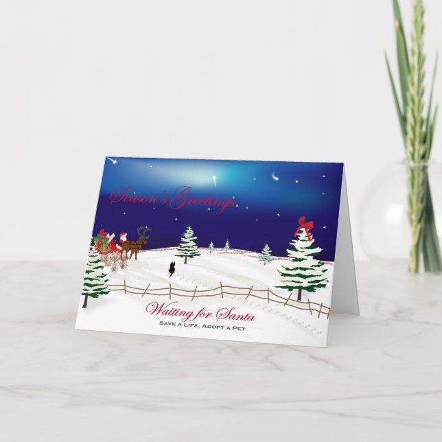 Tarjeta de Navidad y poema "para Santa que espera (Anverso)