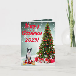 Tarjeta de Navidad Yappy Yappy Terrier de Boston p