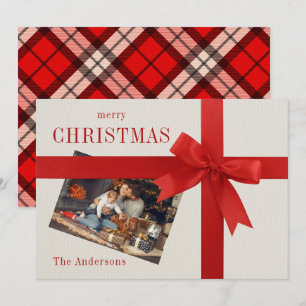 Tarjeta de Navidades a cuadros de la familia del a