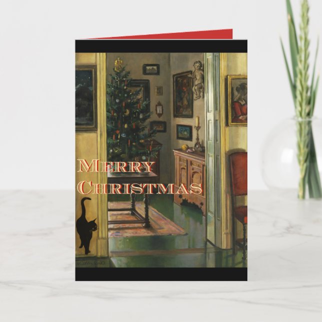 Tarjeta de Navidades a la antigua a la moda con ga (Anverso)