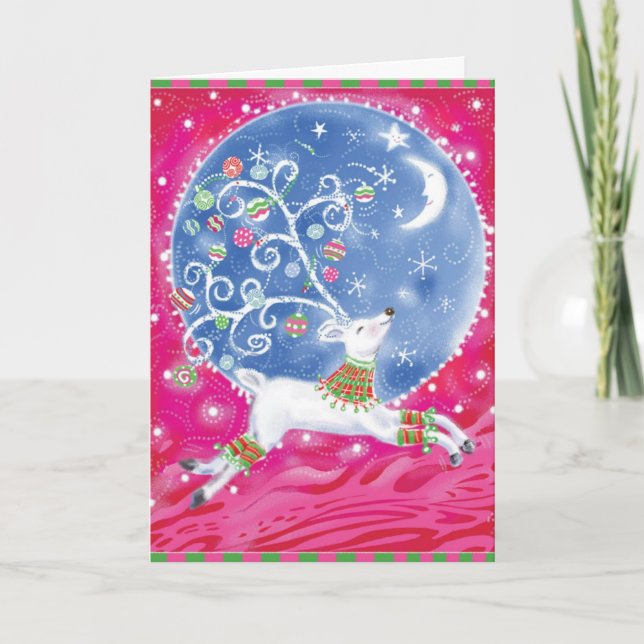 Tarjeta de Navidades abstractos de la luna de reno (Anverso)