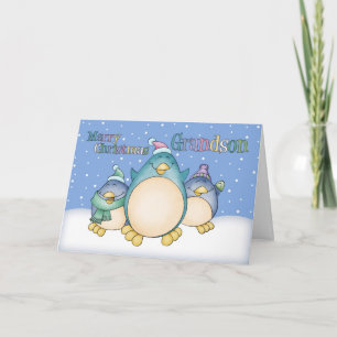 Tarjeta de Navidades Abuelos con pingüinos