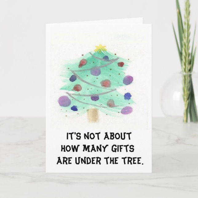 Tarjeta de Navidades acuarela de árbol de Navidad (Anverso)