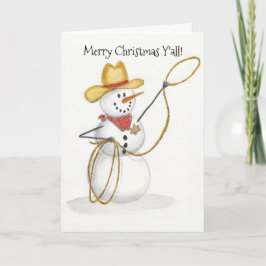 Tarjeta de Navidades acuarela de Snowboy Snowman