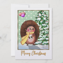 Tarjeta de Navidades Adorable Hedgehog |Festividad