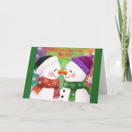 Tarjeta de Navidades Adorable Pareja Snowman
