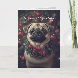 Tarjeta de Navidades Adorables para Perros de Pug