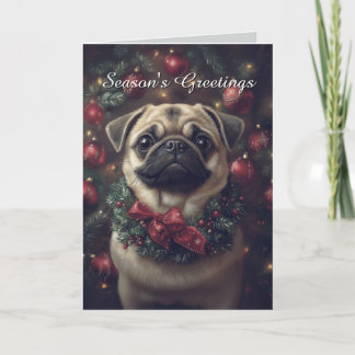 Tarjeta de Navidades Adorables para Perros de Pug
