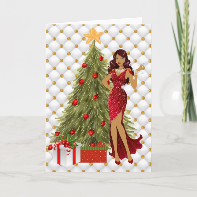 Tarjeta de Navidades afroamericanos con belleza (Anverso)