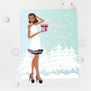 Tarjeta de Navidades afroamericanos de vacaciones