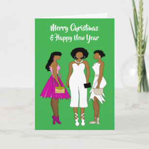 Tarjeta de Navidades afroamericanos festivos