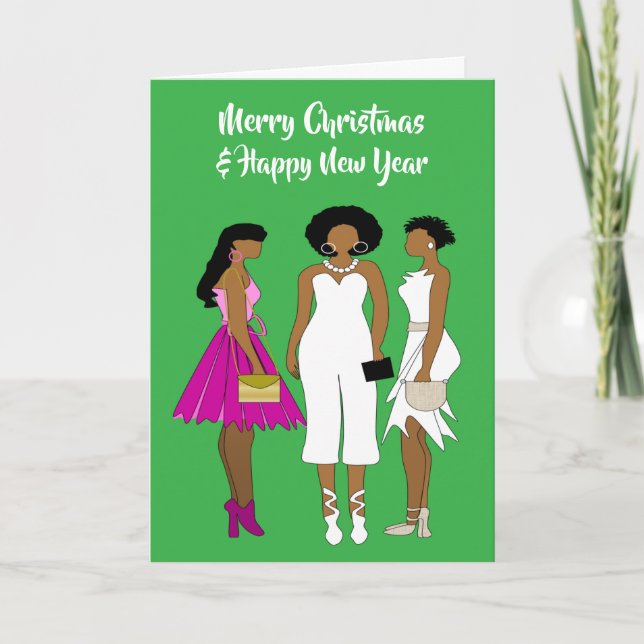 Tarjeta de Navidades afroamericanos festivos (Anverso)
