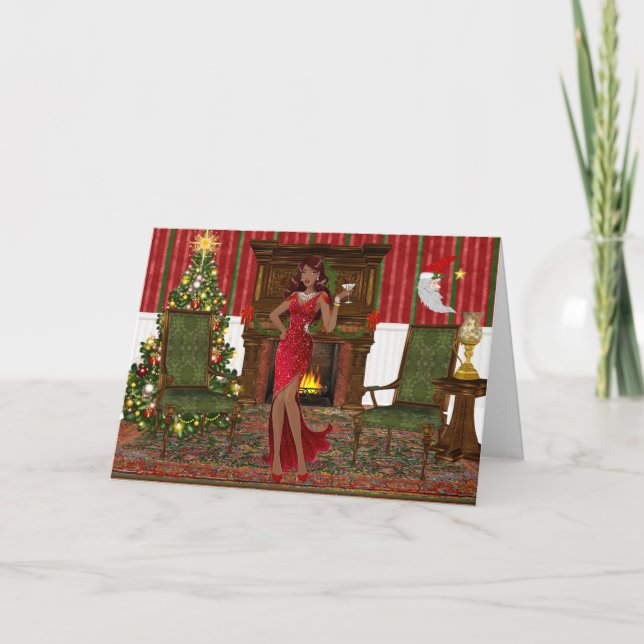 Tarjeta de Navidades afroamericanos modernos (Anverso)