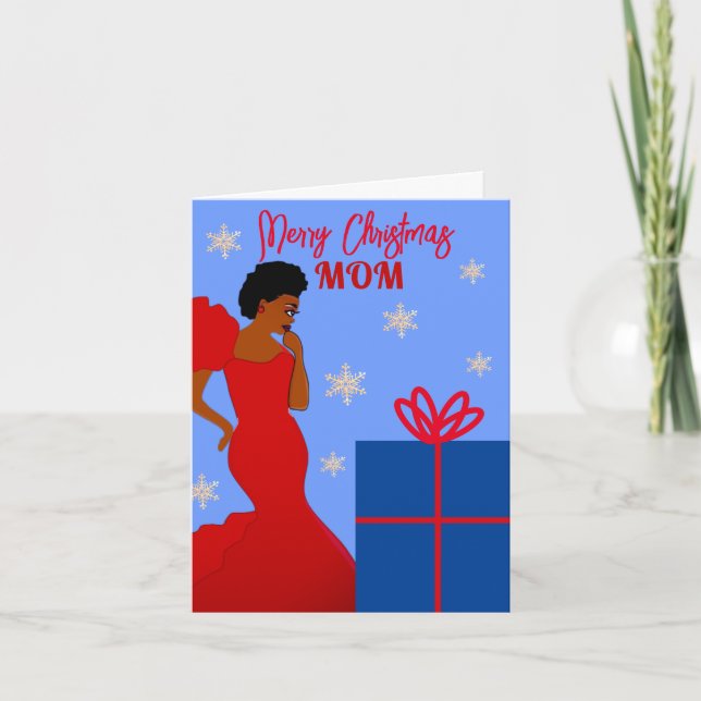 Tarjeta de Navidades afroamericanos Mom Glam (Anverso)