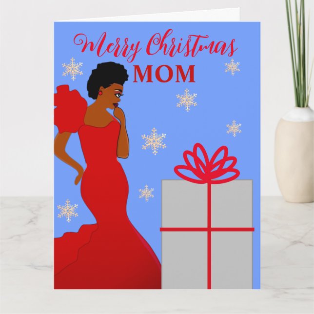 Tarjeta de Navidades afroamericanos Mom Glam (Anverso)