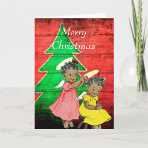Tarjeta de Navidades afroamericanos vintage