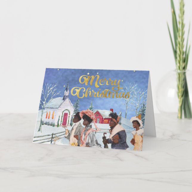 Tarjeta de Navidades afroamericanos vintage (Anverso)
