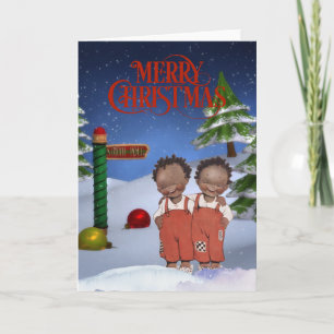 Tarjeta de Navidades afroamericanos vintage