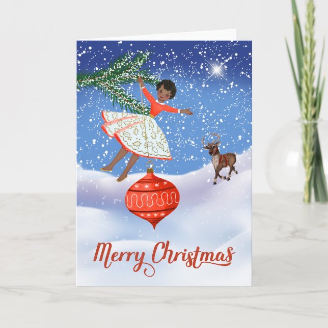 Tarjeta de Navidades afroamericanos vintage (Anverso)