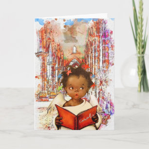 Tarjeta de Navidades afroamericanos vintage