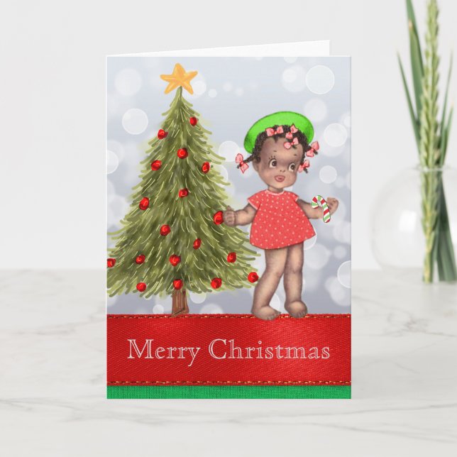 Tarjeta de Navidades afroamericanos vintage (Anverso)