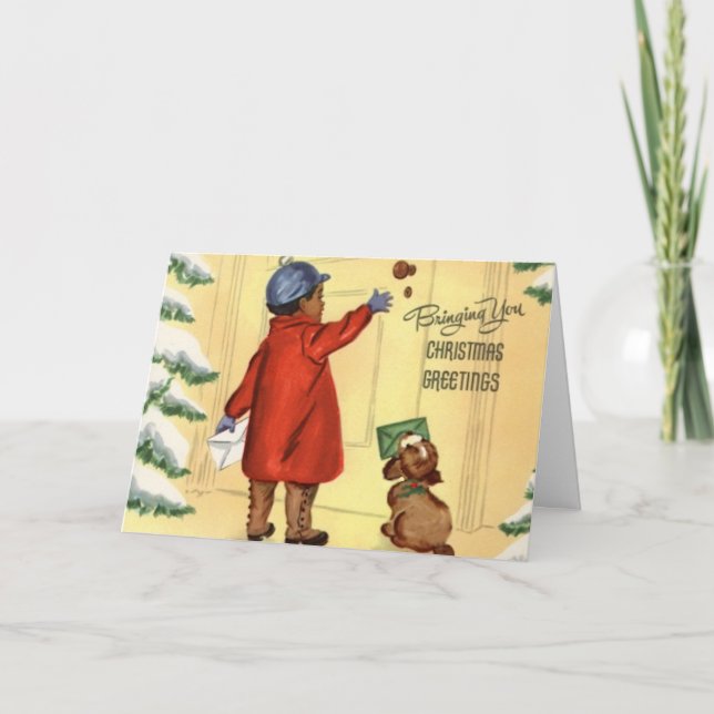 Tarjeta de Navidades afroamericanos vintage (Anverso)