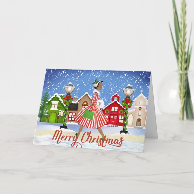 Tarjeta de Navidades afroamericanos vintage (Anverso)