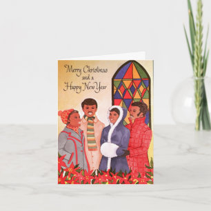 Tarjeta de Navidades afroamericanos vintage