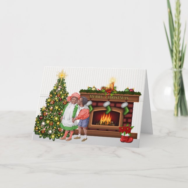 Tarjeta de Navidades afroamericanos vintage (Anverso)