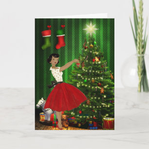 Tarjeta de Navidades afroamericanos vintage