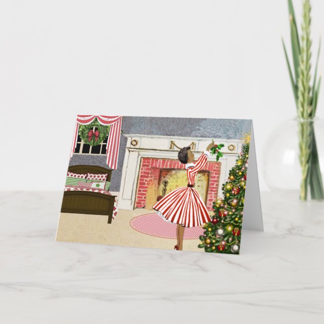 Tarjeta de Navidades afroamericanos vintage (Anverso)