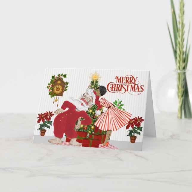 Tarjeta de Navidades afroamericanos vintage (Anverso)