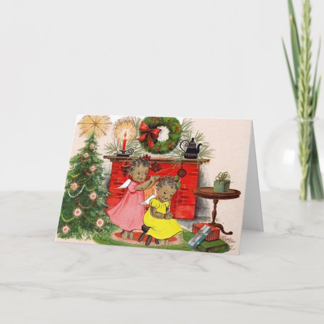 Tarjeta de Navidades afroamericanos vintage (Anverso)