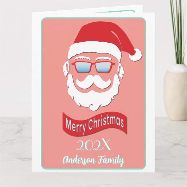 Tarjeta de Navidades al estilo Hipster de Santa (Anverso)