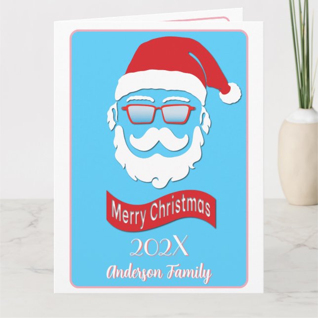 Tarjeta de Navidades al estilo Hipster de Santa (Anverso)