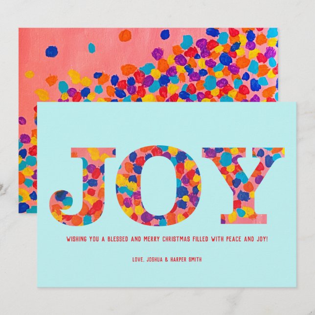 Tarjeta de Navidades Alegría - Confetti (Anverso / Reverso)