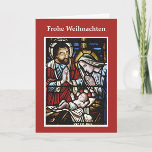 Tarjeta de Navidades alemanes, vidrio manchado, fa