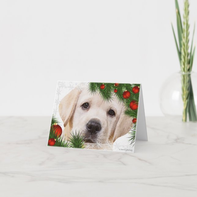 Tarjeta de Navidades Amarillo Labrador (Anverso)